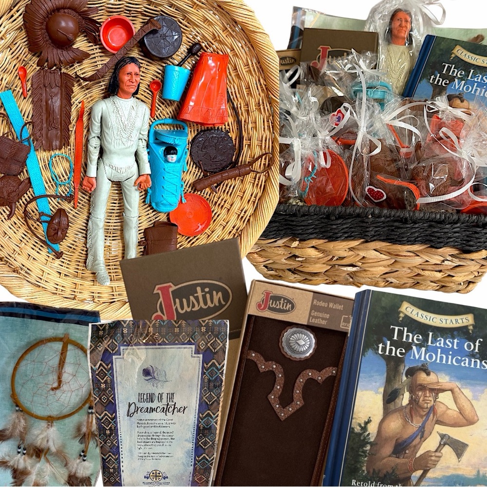 Justin Boots Brown and Turquoise Western Party Favor Set